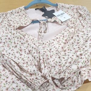 Forever 21 Cream 3/4 Sleeve Blouse with Peter Pan Collar